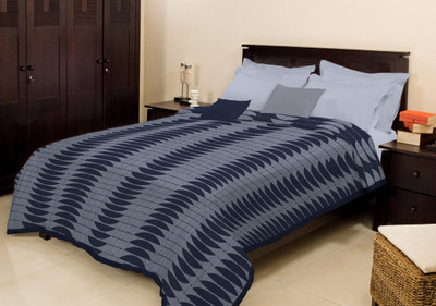 

Bombay Dyeing Geometric Double Mink Blanket(Microfiber, Blue)