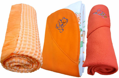 

Brandonn Plain  Hooded Baby Blanket(Polyester, Orange