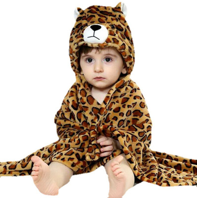 

Brandonn Embroidered  Hooded Baby Blanket(Fur, Beige