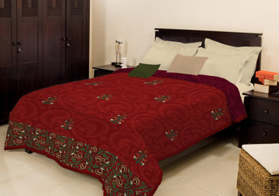 

Bombay Dyeing Floral Double Mink Blanket(Microfiber, Red)