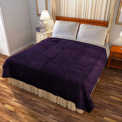 

Bombay Dyeing Plain Double Blanket(Microfiber, Purple)