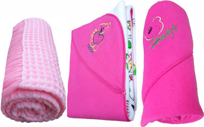 

Brandonn Plain  Hooded Baby Blanket(Polyester, HOT PINK