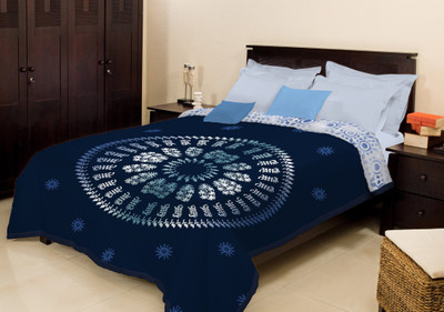 

Bombay Dyeing Geometric Double Mink Blanket(Microfiber, Blue)