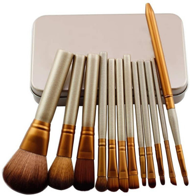 VibeX ™ Cosmetic Tools Kit Brushes Set With Metal box(Pack of 12)