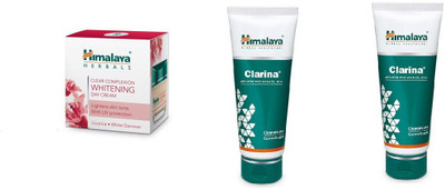 

Himalaya CLEAR COMPLEXION WHITENING DAY CREAM 50g with 2 clarina face wash(Set of 3)