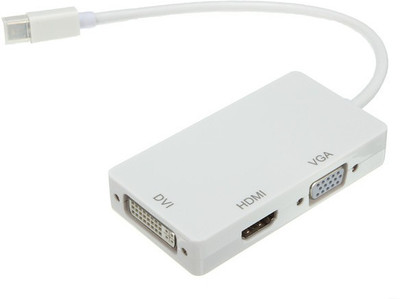 

NewveZ 3 in 1 1080P Mini DisplayPort Male to VGA/ DVI/ HDMI Adapter(White)