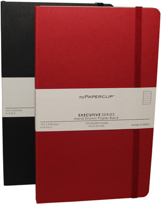 

Mypaperclip Regular Notebook(192 Ruled Pages Executive Series, Black-Red, Pack of 2)