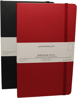 

Mypaperclip Regular Notebook(192 Plain Pages Executive Series, Black-Red, Pack of 2)