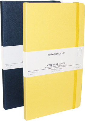 

Mypaperclip Regular Notebook(192 Plain Pages Executive Series, Blue-Yellow, Pack of 2)