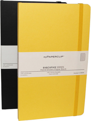 

Mypaperclip Regular Notebook(192 Checked Pages Executive Series, Black-Yellow, Pack of 2)