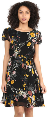 HARPA Women A-line Black Above Knee/Mid Thigh Length Dress