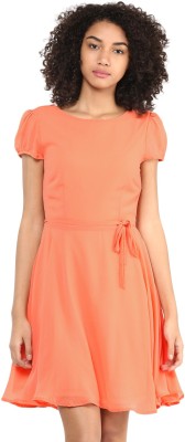 HARPA Women Fit and Flare Orange Dress