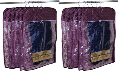 

Annapurna Sales Designer Front Transparent n back heavy Net hanging Saree Cover - Set of 12 Pcs. ASRJ00598(Purple)