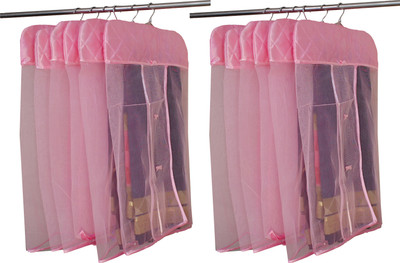 

Annapurna Sales Designer Full Net Maharani hanging Saree Cover - Set of 12 Pcs ASRJ00610(Pink)