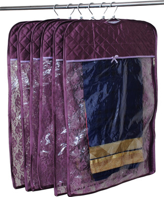 

Annapurna Sales Designer Front Transparent n back heavy Net hanging Saree Cover - Set of 6 Pcs. ASRJ00597(Purple)