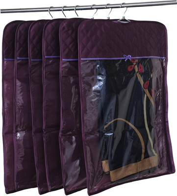 

Annapurna Sales Designer Front Transparent n back Satin hanging Saree Cover - Set of 6 Pcs. ASRJ00595(Purple)