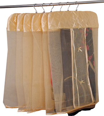 

Annapurna Sales Designer Full Net Maharani hanging Saree Cover - Set of 6 Pcs ASRJ00605(Golden)