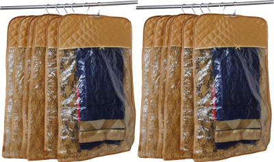 

Annapurna Sales Designer Front Transparent n back heavy Net hanging Saree Cover - Set of 12 Pcs. ASRJ00600(Golden)