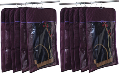 

Annapurna Sales Designer Front Transparent n back Satin hanging Saree Cover - Set of 12 Pcs. ASRJ00596(Purple)
