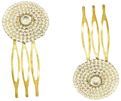 

AccessHer Wedding and Party Wear Fancy Golden Hair Accessories: Hair Side Pin/ Comb Pin/ Jooda Pin For Girls And Women Hair Pin(White)