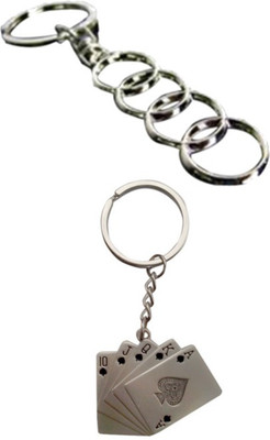 Alexus Audi And Playing Card Key Chain(Silver)