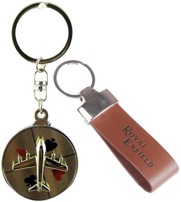 

Alexus Aeroplane And Royal Enfield Leather Key Chain(Silver)