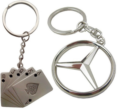 

Alexus Card And Mer Key Ringcedes Combo Key Chain(Silver)