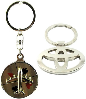 

Alexus Aeroplane And Toyota Key Chain(Silver)
