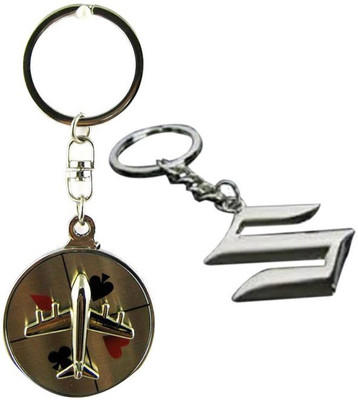 

Alexus Aeroplane And Suzuki Key Chain(Silver)