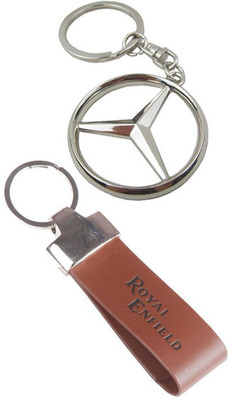 

Alexus Mercedes And Royal Enfield Leather Key Chain(Silver)