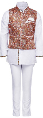 

AJ Dezines Boys Festive & Party Kurta, Waistcoat and Pyjama Set(Orange Pack of 1