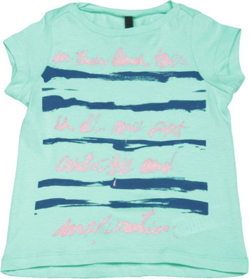 

United Colors of Benetton Girls Solid Cotton T Shirt(Blue, Pack of 1, S01