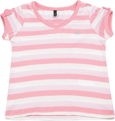 

United Colors of Benetton Girls Striped Cotton T Shirt(Pink, Pack of 1, 901