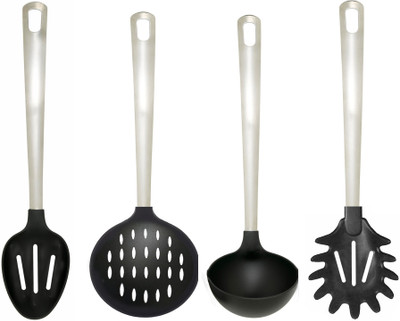 

Jubilant Lifestyle Set of 4 Stainless Steel & Nylon Serving Spoonn Set of 4 Stainless Steel & Nylon Serving Spoon Steel, Black Kitchen Tool Set(Steel, Black)