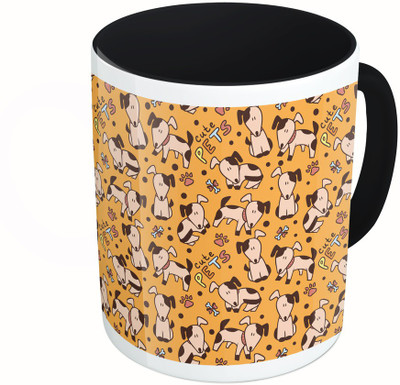 

MiiCreations Printed Two Tone Black And White Cute Pet Dog Pattern Ceramic Mug(325 ml)