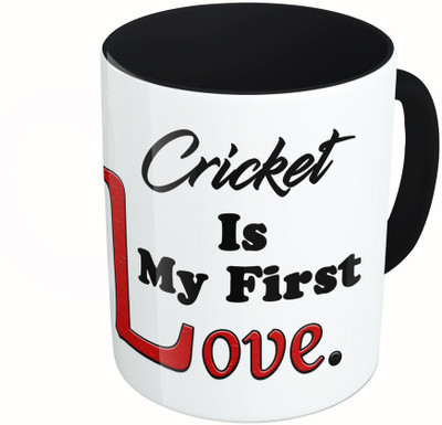 

MiiCreations Printed Two Tone Black And White Cricket Is My First Love Ceramic Mug(325 ml)