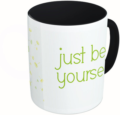 

MiiCreations Printed Two Tone Black And White Just Be Yourself Ceramic Mug(325 ml)