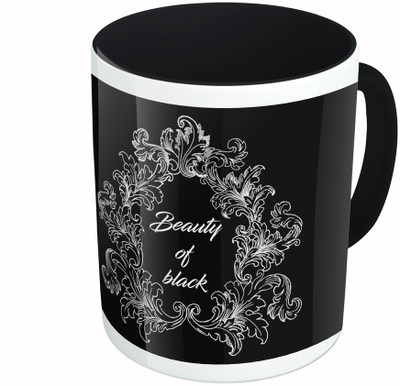 

MiiCreations Printed Two Tone Black And White Beauty Of Black Ceramic Mug(325 ml)