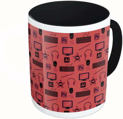 

MiiCreations Printed Two Tone Black And White Graphics Ceramic Mug(325 ml)