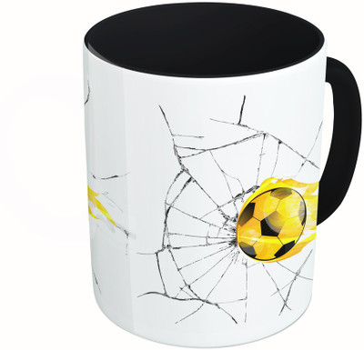 

MiiCreations Printed Two Tone Black And White Football Ceramic Mug(325 ml)