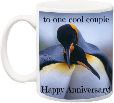 

ME&YOU Gift for Husband/Wife/Father/Mother/Couple;To one Cool Couple Happy Annivarsery printed Ceramic Mug(325 ml), Multicolor