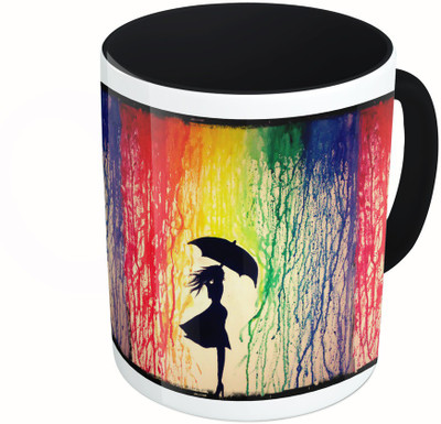 

MiiCreations Printed Two Tone Black And White Colourful Painting Ceramic Mug(325 ml)