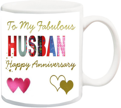 

ME&YOU Gift for Hubby;To MY Husband Happy Annivarsery HD printed Ceramic Mug(325 ml), Multicolor