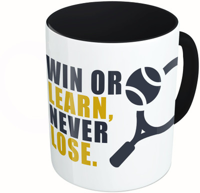 

MiiCreations Printed Two Tone Black And White Win Or Learn, Never Lose Ceramic Mug(325 ml)