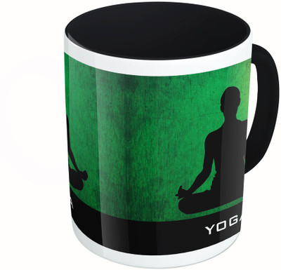 

MiiCreations Printed Two Tone Black And White Yoga Ceramic Mug(325 ml)