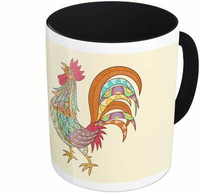 

MiiCreations Printed Two Tone Black And White Hen Design Ceramic Mug(325 ml)