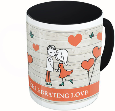 

MiiCreations Printed Two Tone Black And White Valentine | Celebrating Love Ceramic Mug(325 ml)