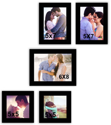 MakeHomeHappy MDF Photo Frame(Black, 5 Photos)