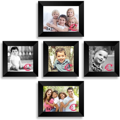 eCraftIndia Wood Photo Frame(Black, 5 Photos)