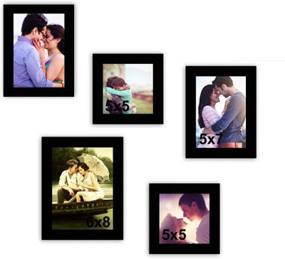 MakeHomeHappy MDF Photo Frame(Black, 5 Photos)